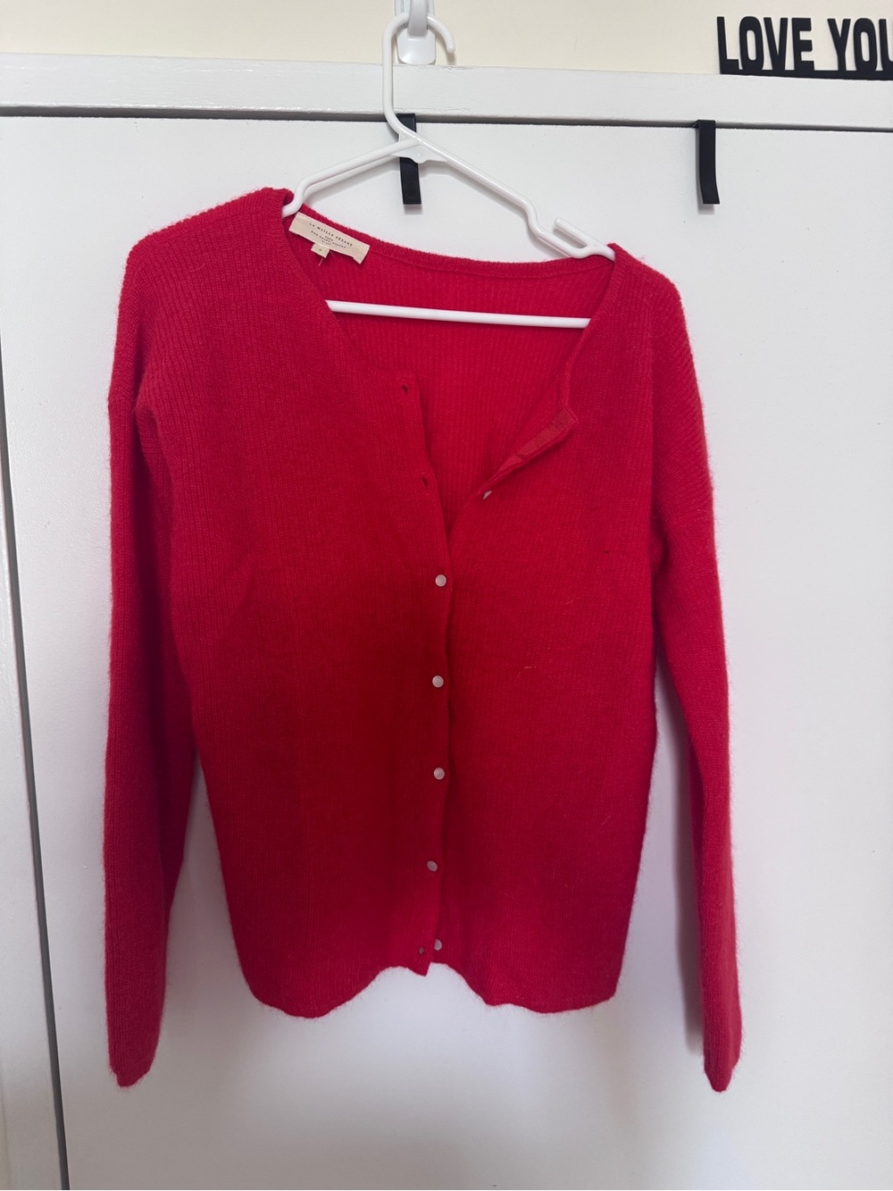 Sezane Red V‑Neck Button Cardigan